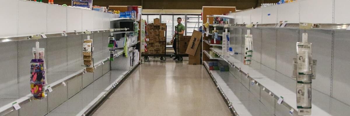empty grocery store during panic shopping