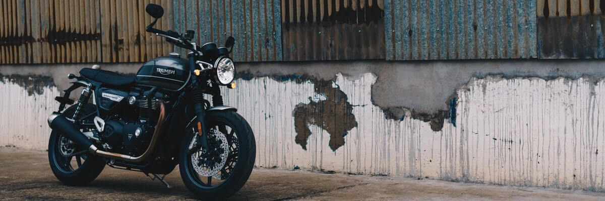 motorcycle against a wall